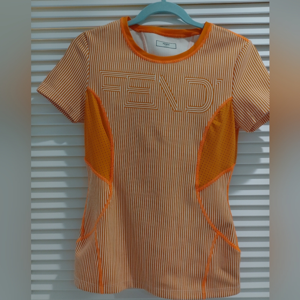 Fendi Orange Striped T-Shirt